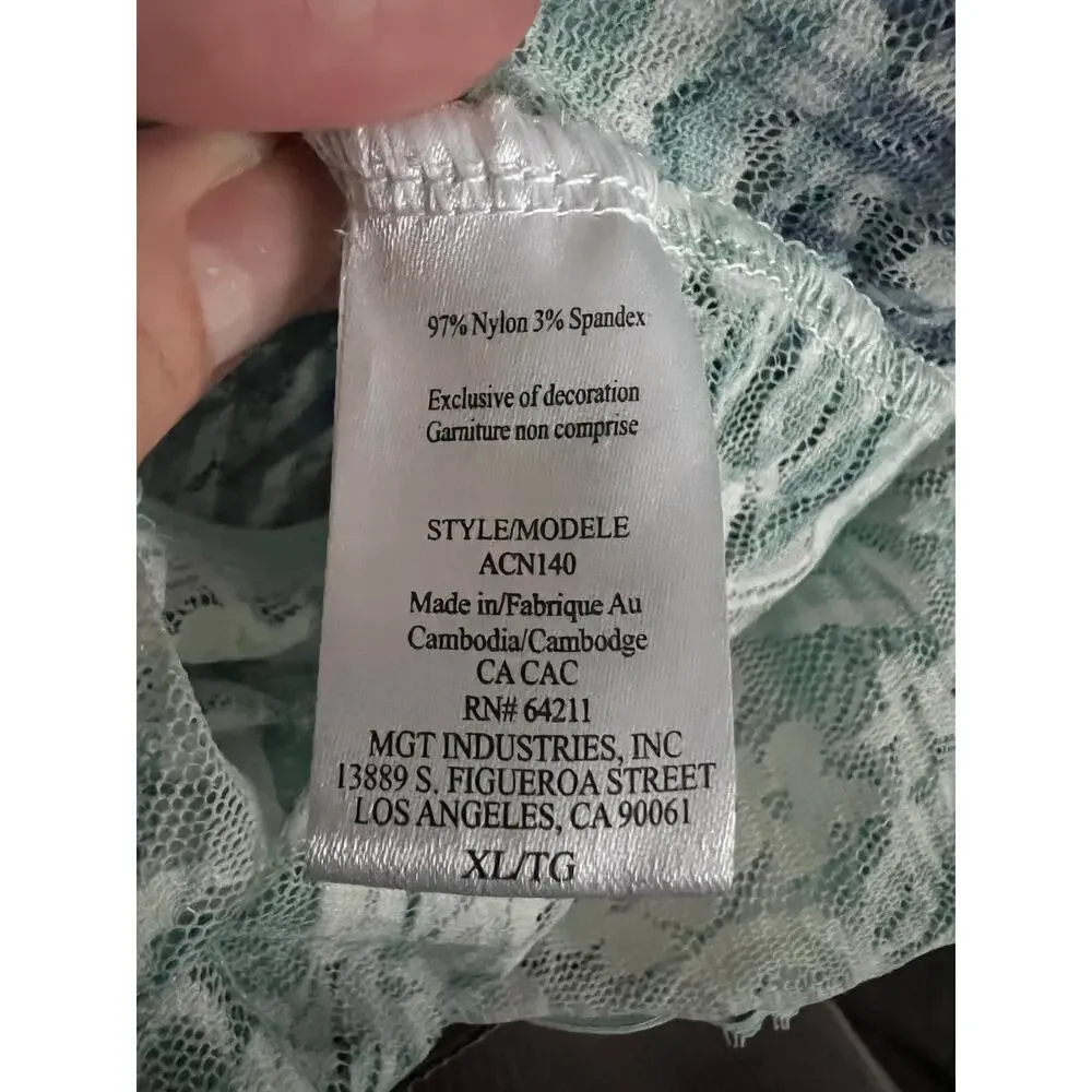 NWT In Bloom by Jonquil Women's Lace Cami & Shorts Pajama Set Aqua Palm Size XL
